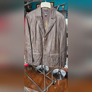 INC Genuine Leather Brown Jacket Size 1X